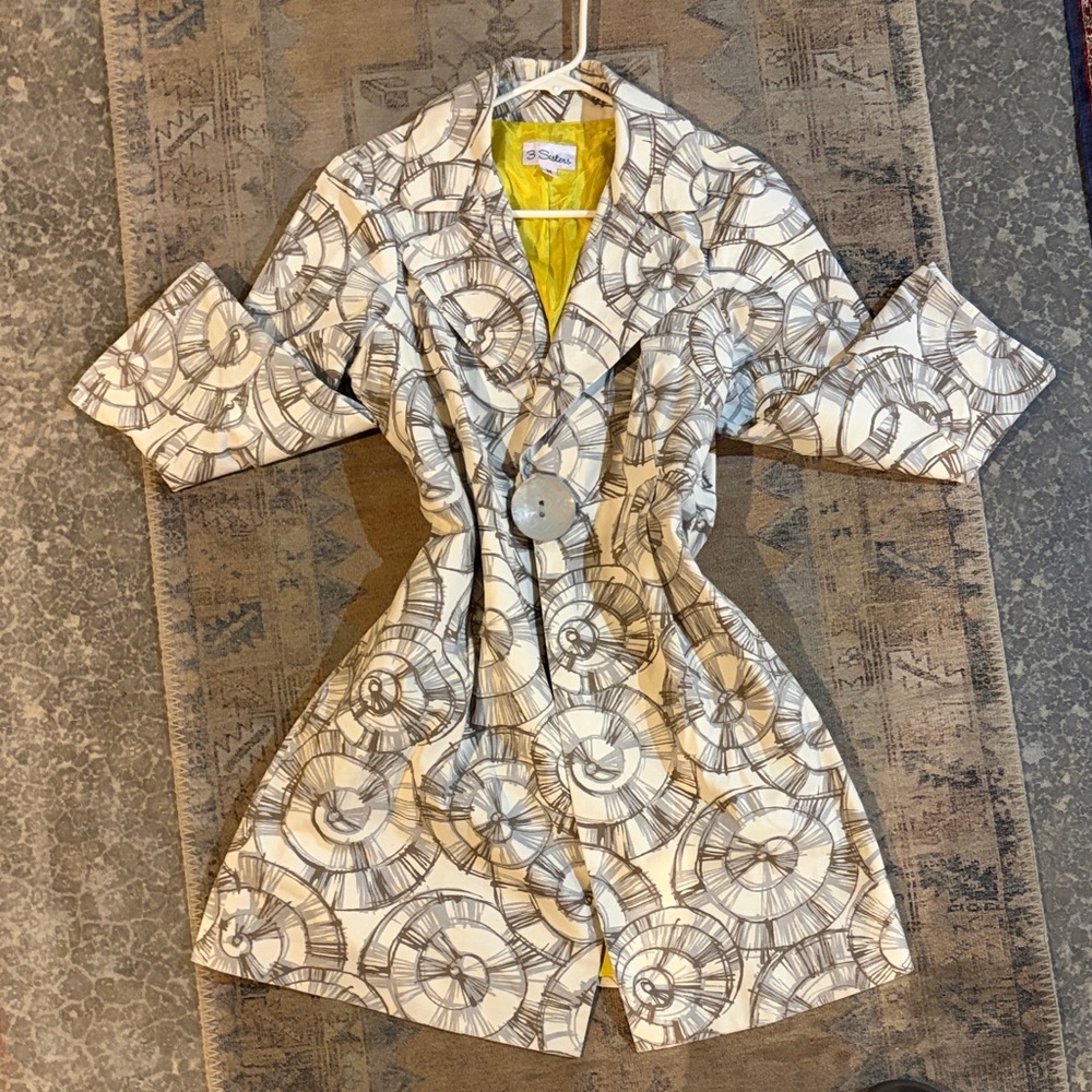3 Sisters Cream and Gray Trench Coat